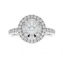 18ct White Gold 1.00ct Diamond Multi Stone Halo Ring - Ring Size O