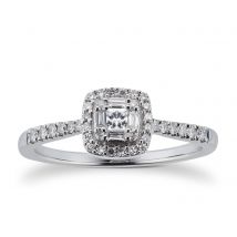 9ct White Gold 0.25cttw Diamond Mixed Cut Cluster Ring - Ring Size M