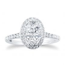 18ct White Gold 0.75ct Diamond Oval Cluster Engagement Ring - Ring Size K