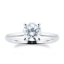 18ct White Gold Diamond Solitaire Engagement Ring - Ring Size M