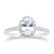 Platinum 1.00cttw Diamond Oval Halo Engagement Ring - Ring Size N
