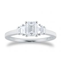 Platinum 1.00ct Diamond Emerald & Baguette Cut Engagement Ring - Ring Size L