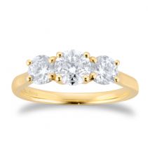 18ct Yellow Gold 1.50cttw Round Brilliant Cut Three Stone Diamond Ring - Ring Size N
