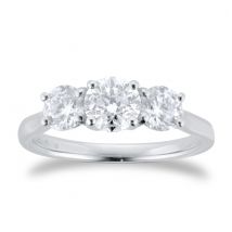 Platinum 1.50cttw Round Brilliant Cut Three Stone Diamond Ring - Ring Size O