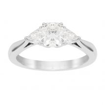 Belvedere Platinum 0.85cttw Cushion Cut 3 Stone Engagement Ring - Ring Size Q