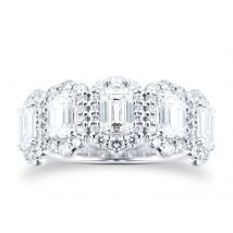 18ct White Gold 2.63ct Emerald Cut Diamond Half Eternity Ring - Ring Size J