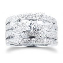 18ct White Gold 2.03ct Diamond 4 Row Ring - Ring Size P