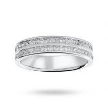 9 Carat White Gold 0.75 Carat Princess Cut 2 Row Half Eternity Ring - Ring Size O