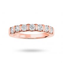 9 Carat Rose Gold 0.77 Carat Brilliant Cut Bar Half Eternity Ring - Ring Size L