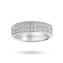 18 Carat White Gold 0.50 Carat Brilliant Cut 3 Row Claw Pave Half Eternity Ring - Ring Size P