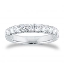 Platinum 1.00cttw Brilliant Cut Diamond Claw Set Eternity Ring - Ring Size N