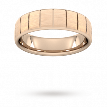 6mm Flat Court Heavy Vertical Lines Wedding Ring In 18 Carat Rose Gold - Ring Size S