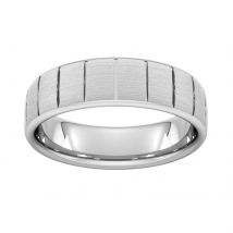 6mm Flat Court Heavy Vertical Lines Wedding Ring In Platinum - Ring Size M