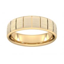 6mm D Shape Heavy Vertical Lines Wedding Ring In 9 Carat Yellow Gold - Ring Size N