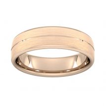 6mm Slight Court Standard Centre Groove With Chamfered Edge Wedding Ring In 18 Carat Rose Gold - Ring Size K