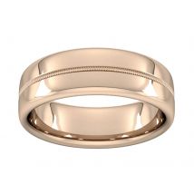 7mm Slight Court Extra Heavy Milgrain Centre Wedding Ring In 9 Carat Rose Gold - Ring Size J