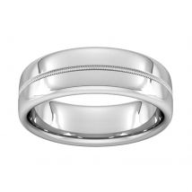 7mm Slight Court Standard Milgrain Centre Wedding Ring In 950 Palladium - Ring Size J