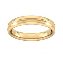 4mm Slight Court Extra Heavy Grooved Polished Finish Wedding Ring In 18 Carat Yellow Gold - Ring Size J