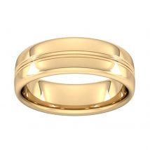 7mm Slight Court Extra Heavy Grooved Polished Finish Wedding Ring In 18 Carat Yellow Gold - Ring Size J