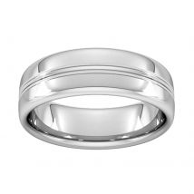 7mm Slight Court Extra Heavy Grooved Polished Finish Wedding Ring In Platinum - Ring Size O