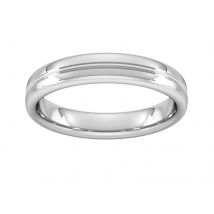 4mm Slight Court Standard Grooved Polished Finish Wedding Ring In 950 Palladium - Ring Size R