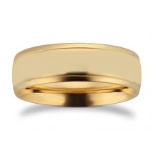 7mm Traditional Court Heavy Polished Finish With Grooves Wedding Ring In 9 Carat Yellow Gold - Ring Size U