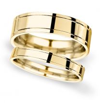 4mm D Shape Heavy Polished Finish With Grooves Wedding Ring In 9 Carat Yellow Gold - Ring Size J