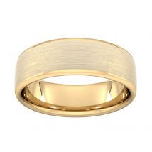 7mm Flat Court Heavy Matt Finished Wedding Ring In 18 Carat Yellow Gold - Ring Size O
