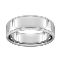 7mm Slight Court Extra Heavy Milgrain Edge Wedding Ring In 18 Carat White Gold - Ring Size H