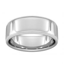 8mm Slight Court Extra Heavy Milgrain Edge Wedding Ring In 18 Carat White Gold - Ring Size H