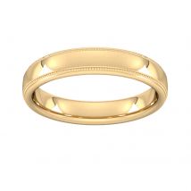 4mm Slight Court Extra Heavy Milgrain Edge Wedding Ring In 18 Carat Yellow Gold - Ring Size O
