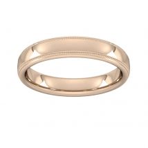 4mm Slight Court Standard Milgrain Edge Wedding Ring In 18 Carat Rose Gold - Ring Size H