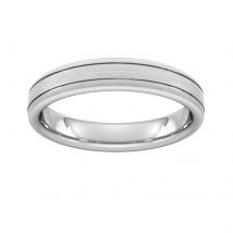 4mm Slight Court Extra Heavy Matt Finish With Double Grooves Wedding Ring In 950 Palladium - Ring Size N