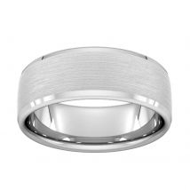 8mm Traditional Court Heavy Polished Chamfered Edges With Matt Centre Wedding Ring In 18 Carat White Gold - Ring Size S