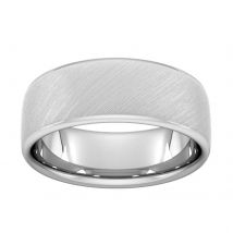 8mm D Shape Heavy Diagonal Matt Finish Wedding Ring In 9 Carat White Gold - Ring Size O