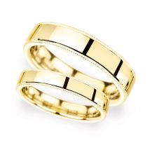 2.5mm Traditional Court Heavy Milgrain Edge Wedding Ring In 9 Carat Yellow Gold - Ring Size Q
