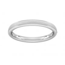 2.5mm D Shape Heavy Matt Centre With Grooves Wedding Ring In 950 Palladium - Ring Size T
