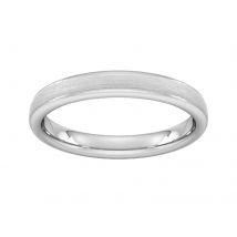 3mm D Shape Heavy Matt Centre With Grooves Wedding Ring In 950 Palladium - Ring Size O