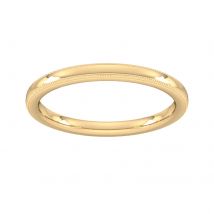 2mm Slight Court Extra Heavy Milgrain Edge Wedding Ring In 18 Carat Yellow Gold - Ring Size Q