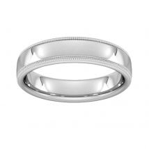 5mm D Shape Heavy Milgrain Edge Wedding Ring In Platinum - Ring Size G