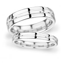 4mm Traditional Court Heavy Grooved Polished Finish Wedding Ring In 950 Palladium - Ring Size K