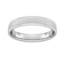 4mm Traditional Court Heavy Polished Chamfered Edges With Matt Centre Wedding Ring In 9 Carat White Gold - Ring Size P
