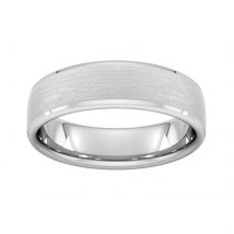 6mm Traditional Court Heavy Polished Chamfered Edges With Matt Centre Wedding Ring In 18 Carat White Gold - Ring Size O