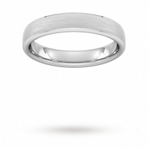 4mm Flat Court Heavy Polished Chamfered Edges With Matt Centre Wedding Ring In 9 Carat White Gold - Ring Size R