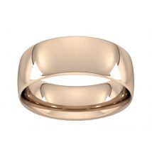 18ct Rose Gold 8mm Traditional Court Extra Heavy Wedding Ring - Ring Size J