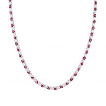 18ct White Gold Ruby & Diamond Line Necklace