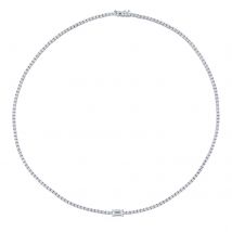 18ct White Gold 5.69cttw Emerald Cut Tennis Necklace