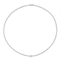 18ct White Gold 5.69cttw Oval Cut Diamond Tennis Necklace