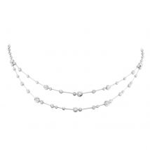 18ct White Gold 2.50cttw Diamond Bezel Double Row Necklace