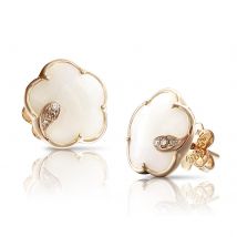Petit Joli Earrings in 18ct Rose Gold with White Agate and Diamonds